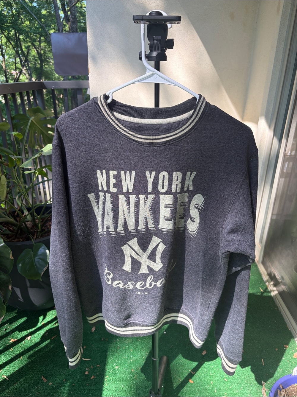 MLB New York Yankees Charcoal Crewneck Sweatshirt with White Logo